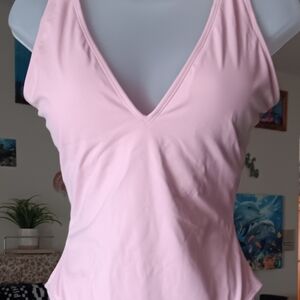 NWOT Elegant Shaping Light Pink Plungey One Piece Swimsuit from Shark Tank